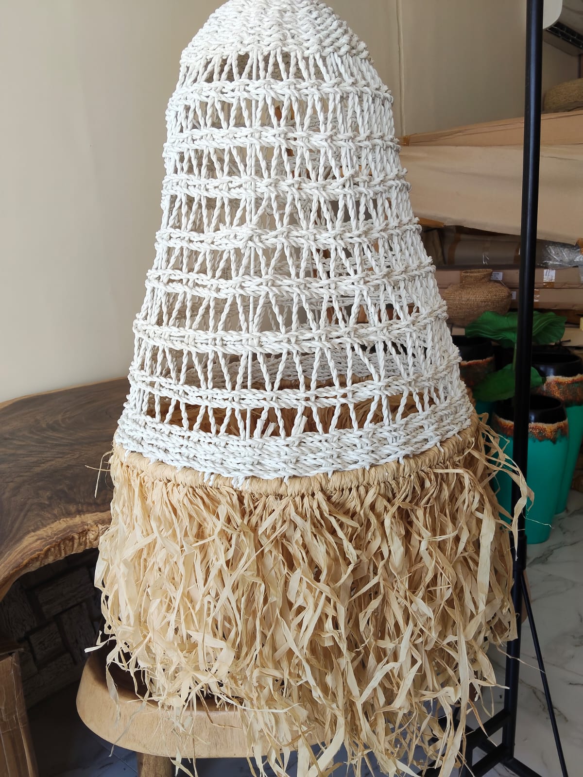 Raffia Semi-woven Cone Lampshade